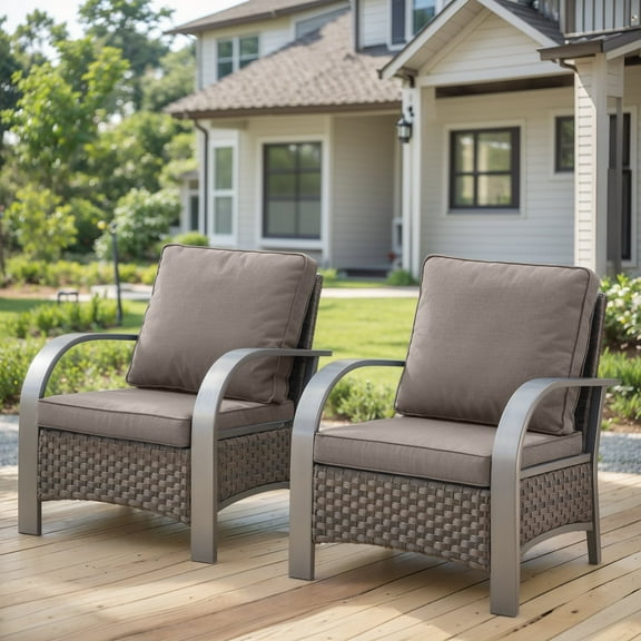 Gymojoy Patio Furniture Conversation Sets 2 Peices Wicker Chairs, Armchair Outdoor Furniture Sets for Porch, Balcony, Backyard.