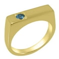 thumbnail image 1 of LBG British Made 9k Yellow Gold Natural Blue Topaz Mens Band Ring - 33 size options - Size 10.75, 1 of 6