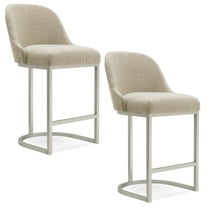 Leick Home Set of 2 Barrel Back Counter Stools with High Density Foam