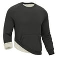 thumbnail image 3 of Fshiont Men's Fleece Sweatshirt Sherpa Lined Crewneck Basic Winter Thick Pullover Tops with Pocket Dark Gray S, 3 of 5