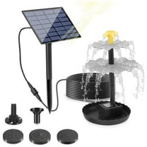 TSV Solar Fountain Pump for Bird Bath, Pond, Fish Tank, Aquarium, Outdoor, Double-Layered, 4 Nozzles, 2.5W