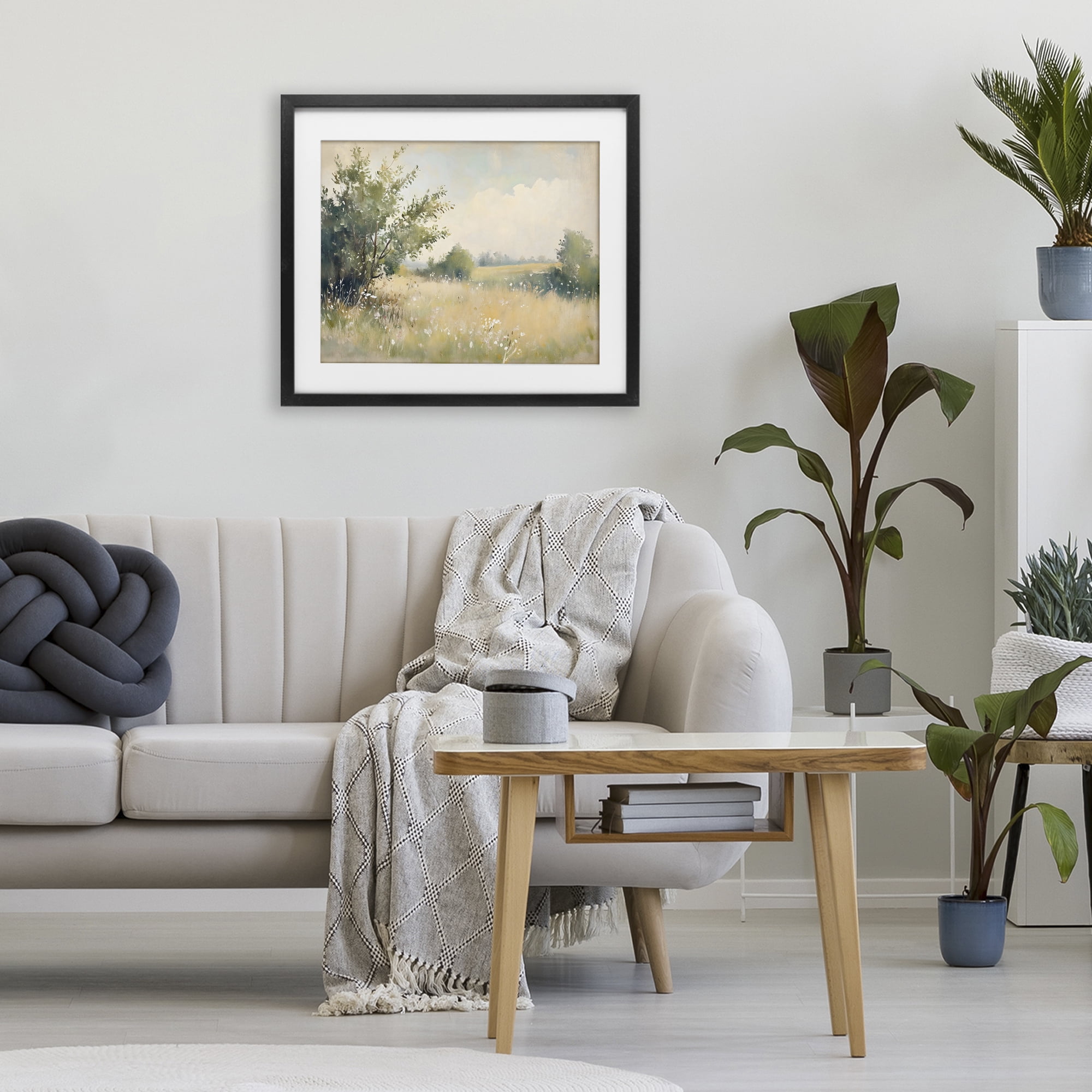 Stupell Industries Summer Meadow in Soft Light Black Framed Print Under Glass, design by Creative Studio