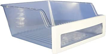 Clear with White Trim LG Electronics 3391JJ2012D Refrigerator Vegetable Crisper Drawer
