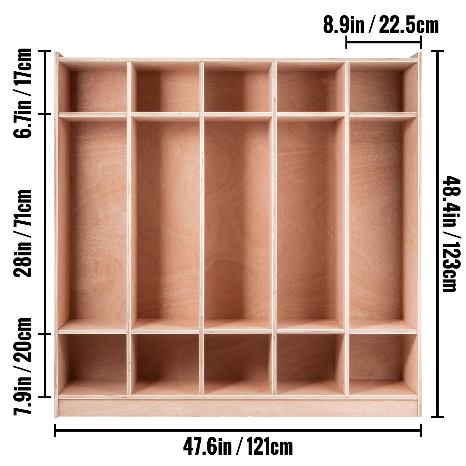 VEVOR Preschool Coat Locker Storage Cabinet Cubby Locker 5-Section Toddlers and Kids