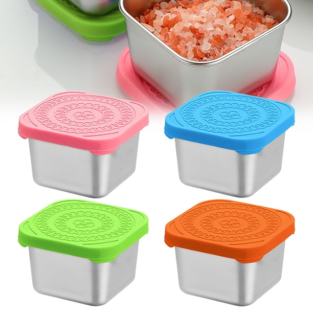 Snack Box Leakproof Small Food Containers With Silicone Lids Stackable Snack Pots For Kids Stainless Snack Containers Lunch Box For Kids School