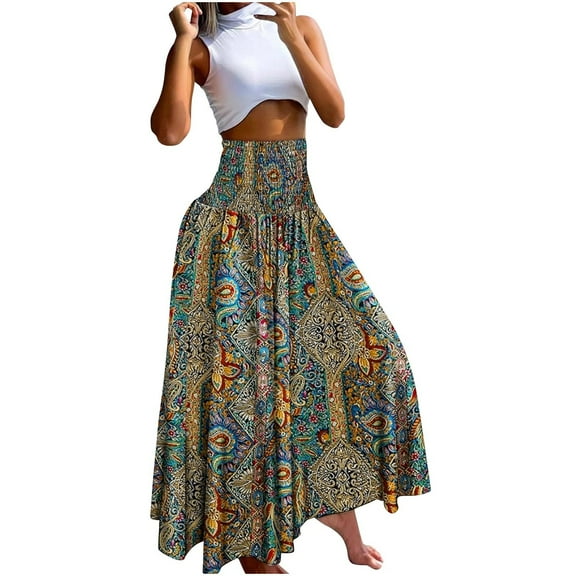 HomeGardon Maxi Skirts for Women Women Fashion Summer High Waisted and Slim Printed Women's Half Skirt,S-XXL