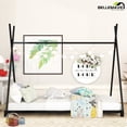 thumbnail image 3 of Bellemave Twin Size Montessori Floor Bed Metal Tent Bed Frame with Triangle Structure and Slat Support House Bed Teepee Bed Frame, No Box Spring Needed, Black, 3 of 10
