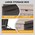 thumbnail image 5 of Decksplore 250 Gallon Extra Large Resin Deck Box, Soft Close Lockable UV-Resistant Outdoor Storage Box, Light Coffee, 5 of 8