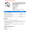 thumbnail image 2 of Front Wheel Hub Assembly and Tie Rod End Kit - Compatible with 2005 - 2009 Mercury Mariner 2006 2007 2008, 2 of 2