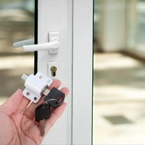 LOLIPPYY White Adjustable Window Lock with Key for Enhanced Security on Horizontal Sliding