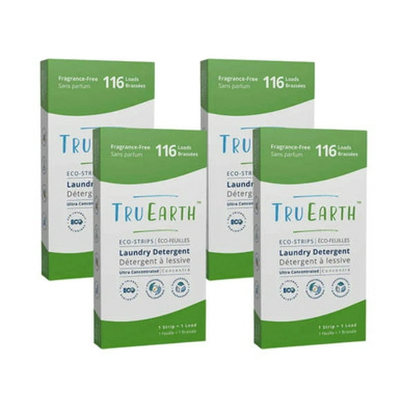 Tru Earth Unscented Eco-Strips Laundry Detergent - 116 Wash Loads(4/Case)