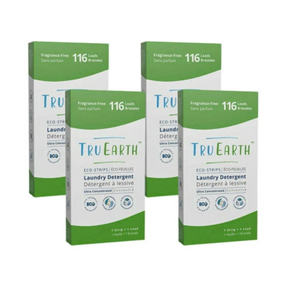 Tru Earth Détergent à Lessive en Bandes Écologiques Non Parfumé - 116 Lavages (4/caisse)