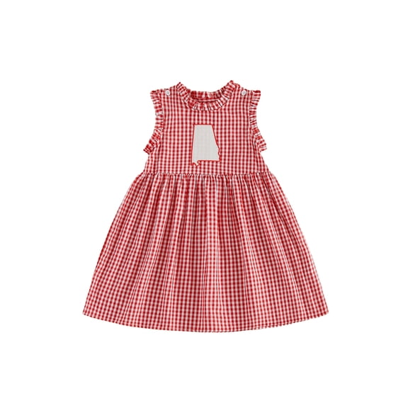 RUINIXCW Kids Toddler Baby Girl Gingham Plaid Dress Little Baby Girls Summer Tank Dress Ruffled Collar Embroidery Sweet A-line Dress 12 Months-5 Years