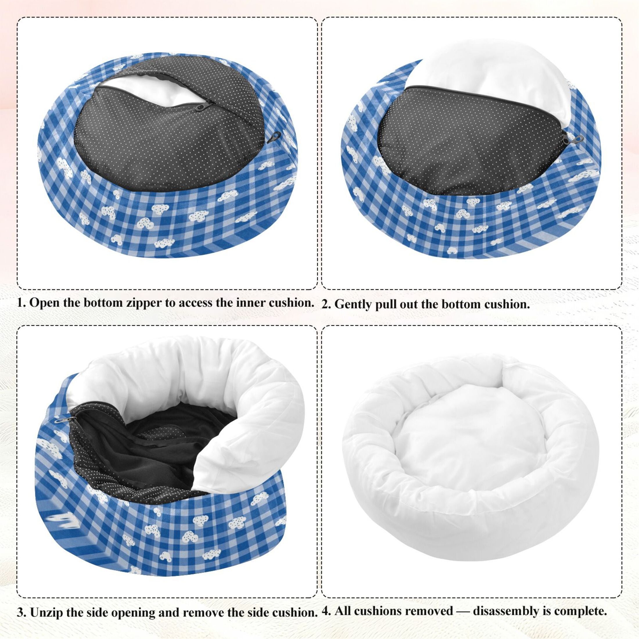 Iauyy Pet Couch Donut Cat Bed for Indoor Cats/Small Dogs Washable & Machine with Non-slip Bottom Calming Cat Furniture, The Ears Of A Mouse (M)