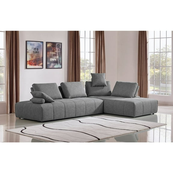 Divani Casa Edgar - Modern Grey Fabric Modular Sectional Sofa