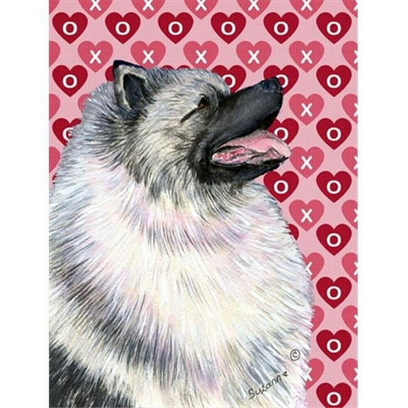 11 x 15 In. Keeshond Hearts Love And Valentines Day Portrait Flag, Garden Size