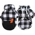 thumbnail image 3 of Plaid Dog Hoodie British Style Pet Sweaters Warm Dog Jacket Dog Winter Clothes With Pocket for Small Medium Large Dogs Black, 3 of 12