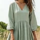 thumbnail image 5 of Mujeres Vestido Casual V Cuello Tres Cuartos de Manga Suelta Mezcla de Lino, Vestido de Lino Suave Mujeres para el Verano Hogar Diario de Comodidad, 5 of 7