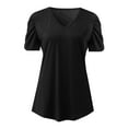 thumbnail image 2 of TYGHBN Womens Summer Shirt V Neck Casual T Shirs Short Sleeve Tops Tech Sleeve Womens Athletic Tops Short Sleeve Womens Summer Shirt Lose Women Shirts Loose Fit Athletic Tops for Women Womens V Neck, 2 of 4