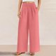thumbnail image 4 of Pantalones de la Cintura Elástica de las Mujeres de Color Sólido Bolsillo Casual Pantalones de Moda 95% Poliéster 5% Spandex, Nuevos Pantalones Estirables para el Uso Diario, 4 of 9