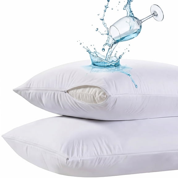 Beddora 2 Pack Pillow Protectors Queen Size – Waterproof Zippered Pillow Case Covers, Bed Bug & Dust Mite Proof Pillow Encasements 20 x 30 Inches, Soft Noiseless Waterproof Pillow Covers for Sleeping