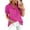 Hot Pink #034, variant on Womens Puff Short Sleeve Summer Shirts Striped Plaid Ruffle V Neck Button Down Tops Business Casual Work Blouses