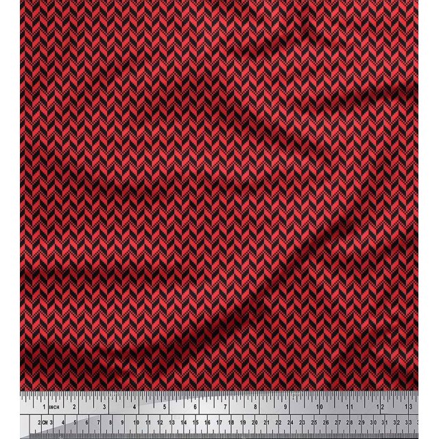 Soimoi Rayon Crepe Fabric Herringbone Small Fabric Prints by Yard 46 Inch Wide