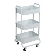 Mainstays 3 Tier Metal Utility Cart, Arctic White, Laundry Baskets, Easy Rolling, Adult and Child