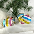 thumbnail image 3 of Glass Christmas Tree Ornaments - 67mm/2.63" [4 Pieces] Decorated Balls from Christmas by Krebs Seamless Hanging Holiday Decor (Bright Silver with Multicolor Lines), 3 of 7
