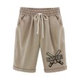 thumbnail image 1 of Pantalones Cortos de Verano para las Mujeres de Cintura Alta Estampado Elástico Cordón de Cintura, Casual Bolsillos Pantalones de Pijama, 1 of 4