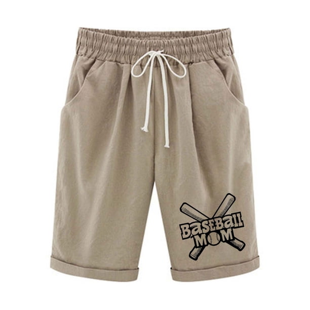 Pantalones Cortos de Verano para las Mujeres de Cintura Alta Estampado Elástico Cordón de Cintura, Casual Bolsillos Pantalones de Pijama