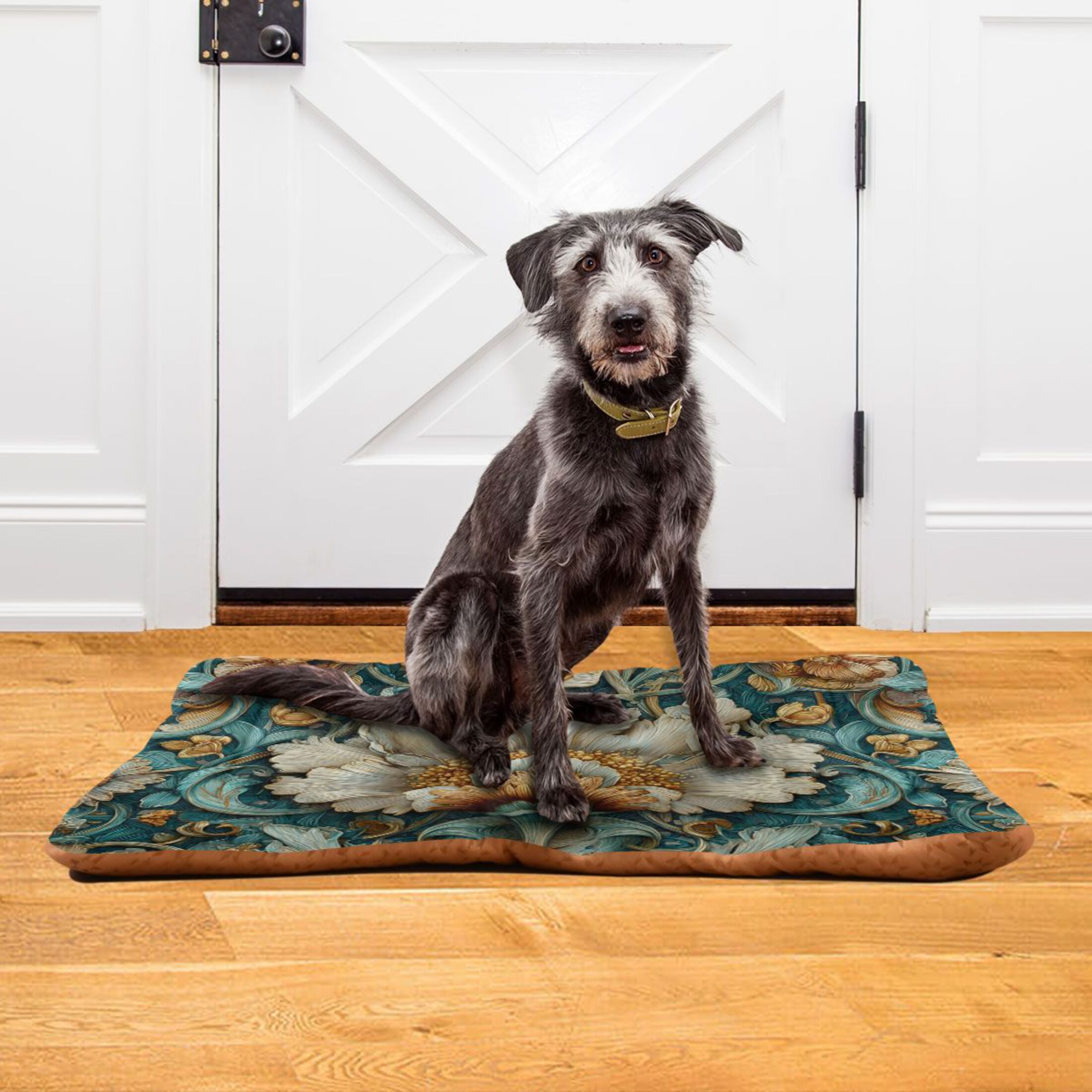 Cozy Mat Pet Bed Indoor Outdoor Warm Soft For Cat Dog Puppy(S/M) Teal Blue and Beige