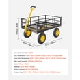 thumbnail image 5 of VEVOR 1200 Lbs Steel Garden Cart, Heavy Duty Pullable Garden Wagon Yard Cart, 2 in 1 Outdoor Metal Utility Wagon Yard Trailer with 13" All Terrain Tires, Mesh Removable Sides and 180掳Rotating Handle, 5 of 10