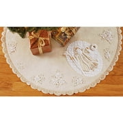 White Christmas Santa Tree Skirt Felt Applique Kit, 43" Round