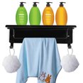 thumbnail image 3 of Estante de almacenamiento sin clavos montado en la pared impermeable para baño con gancho (negro), 3 of 8