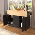 thumbnail image 2 of Kitchen Island with Drop Leaf, Rolling Kitchen Cart with Power Outlet, Folding Storage Dining Table for Kitchen, Black, 2 of 14