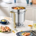 thumbnail image 6 of 11QT Gold Round Soup Chafer Set of 2, Commercial Stainless Steel Food Warmer with Notched Lid & Fuel Holder for Buffets Catering Parties, 6 of 7