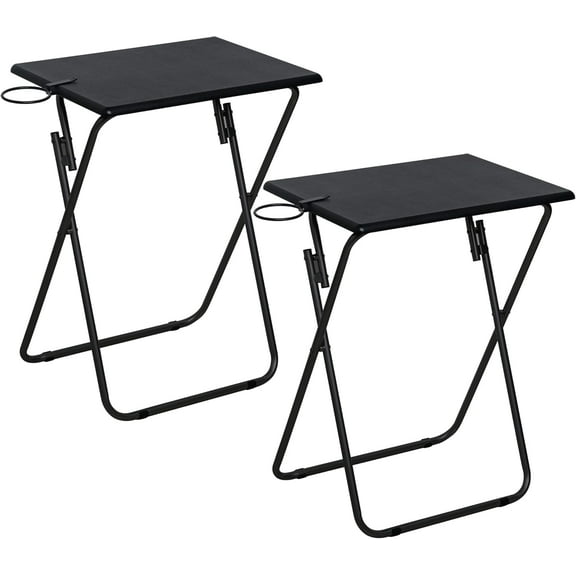Tv Trays Set of 2, Folding TV Dinner Table, Portable TV Tables for Living Room for Eating, Heavy Duty Foldable Side Table for Eating on Couch&Sofa, Black