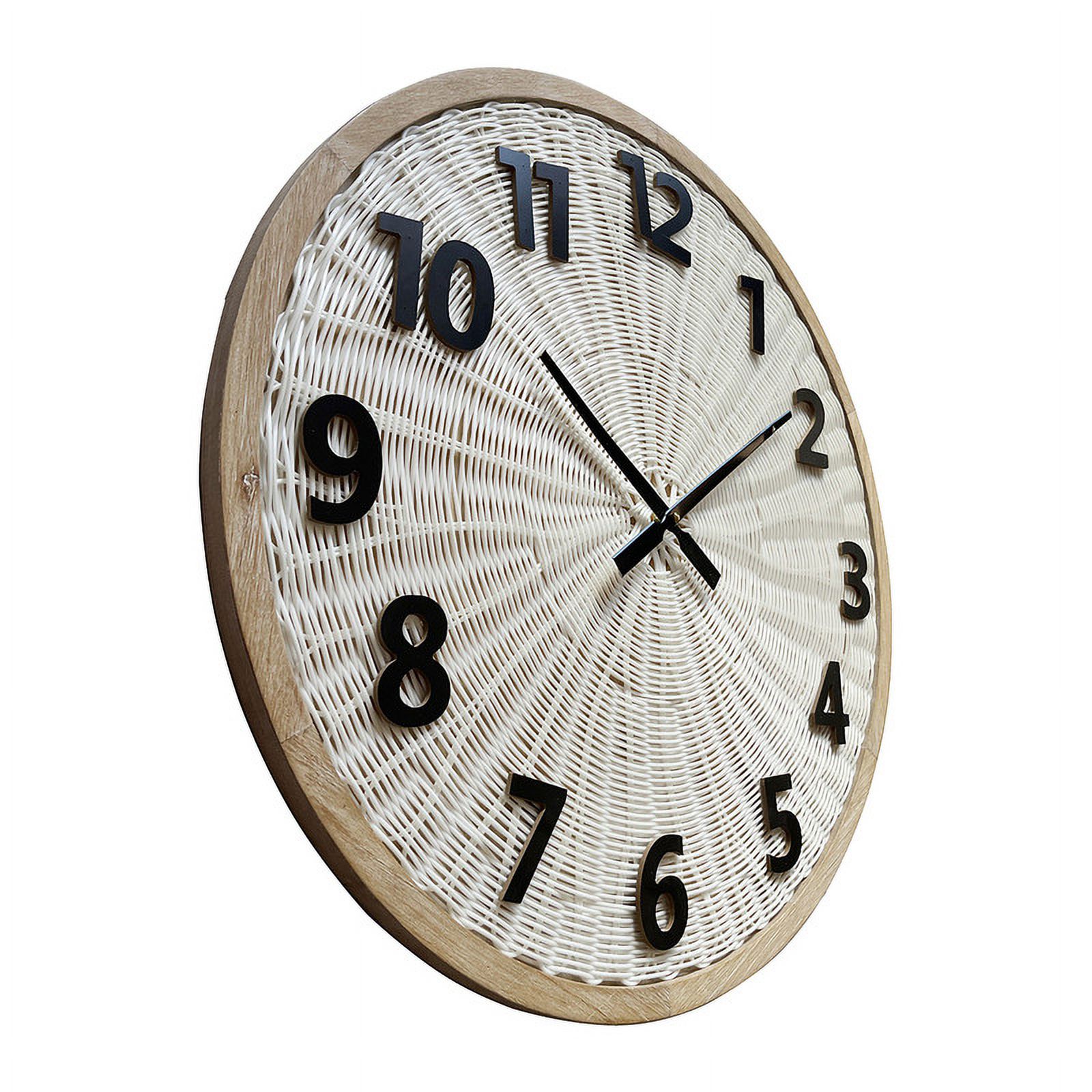 Luciana White Woven Rattan Round Wall Clock