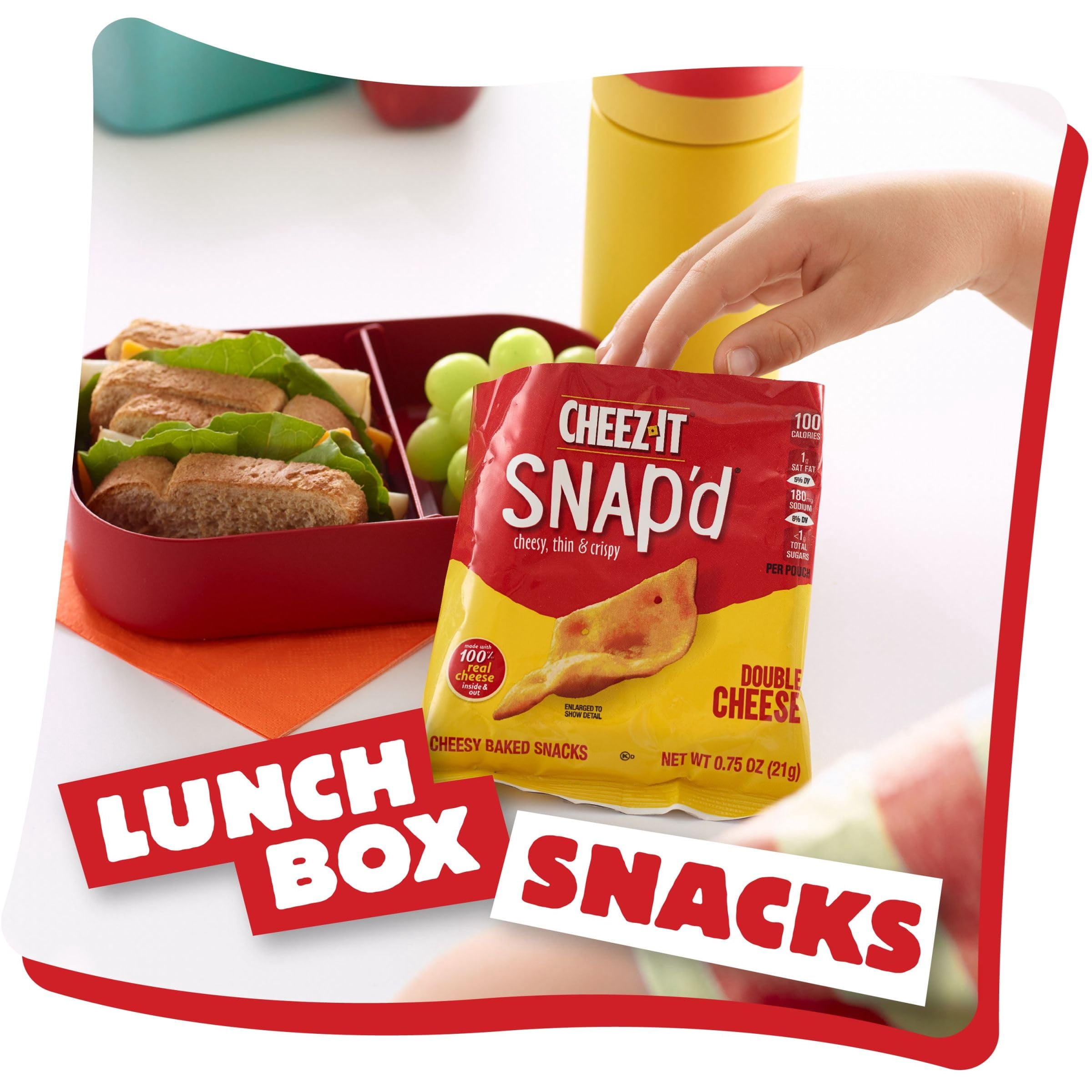 Pack of 2 - Cheez-It Snapd Cheese Cracker Chips, Thin Crisps, Lunch Snacks, Double Cheese, 9Oz Box (12 Pouches)