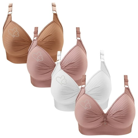 Lisbinx Sports Bra 4PC Woman s Printing Gathered Together Large Size Daily Bra Underwear No Rims Todays Daily Deals