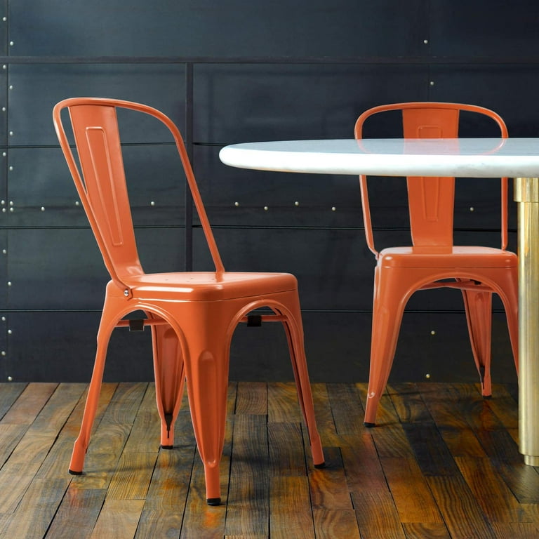 Vineego Metal Dining Chairs With Wood Seat Set Of Vineego Metal