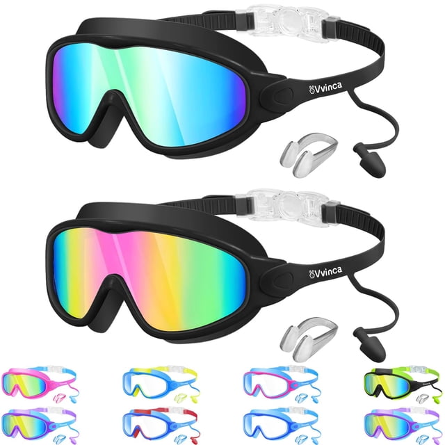 Gafas de natación Vvinca para niños con visión amplia, antivaho y rayos UV, de 3 a 15 años
