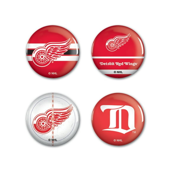 NHL Detroit Red Wings 4 Pack 1.25" Logo Buttons