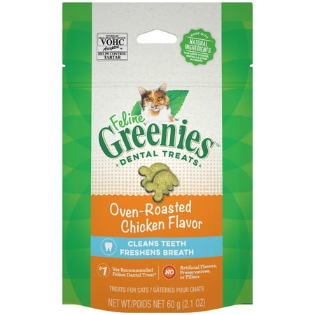 UPC: 0642863111303 | FELINE GREENIES Adult Natural Dental Care Cat Treats  Oven Roasted Chicken Flavor  2.1 oz. Pouch