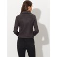thumbnail image 4 of Chaquecorde mujer Soft Moto Zip Up Pockets Chaquetas de motociclisde gamusintétiGris Oscuro XL, 4 of 6