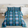 thumbnail image 2 of Homewish Vintage Buffalo Plaid Queen Comforter Set, Blue Stripes Abstract Bedding Sets, Teens Kids Adult Reversible Bedding Comforter Set, Super Cozy Room Decor, 3pcs, 2 of 8
