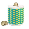 thumbnail image 1 of Yellow and Blue Piggy Bank, Lemon Flavor Ice Cream with Face Glasses and Mustache Fun Humor Graphic, Ceramic Coin Bank Money Box for Cash Saving, 3.6" X 3.2", Teal Yellow, by Ambesonne, 1 of 4