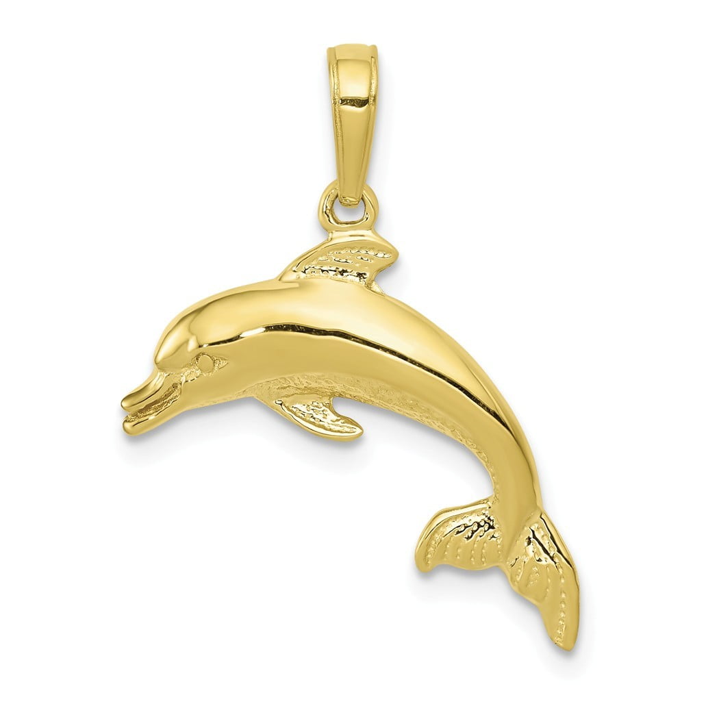 Jewelry 10k Gold Dolphin Swimming Pendant Necklace Jewelry Gifts for Women 1.2 Grams