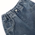thumbnail image 4 of KIDSCOOL SPACE Girls Heart Patchwork Jeans, Kids Distressed Wide Leg Denim Pants,Light Blue,8-9 Years, 4 of 6